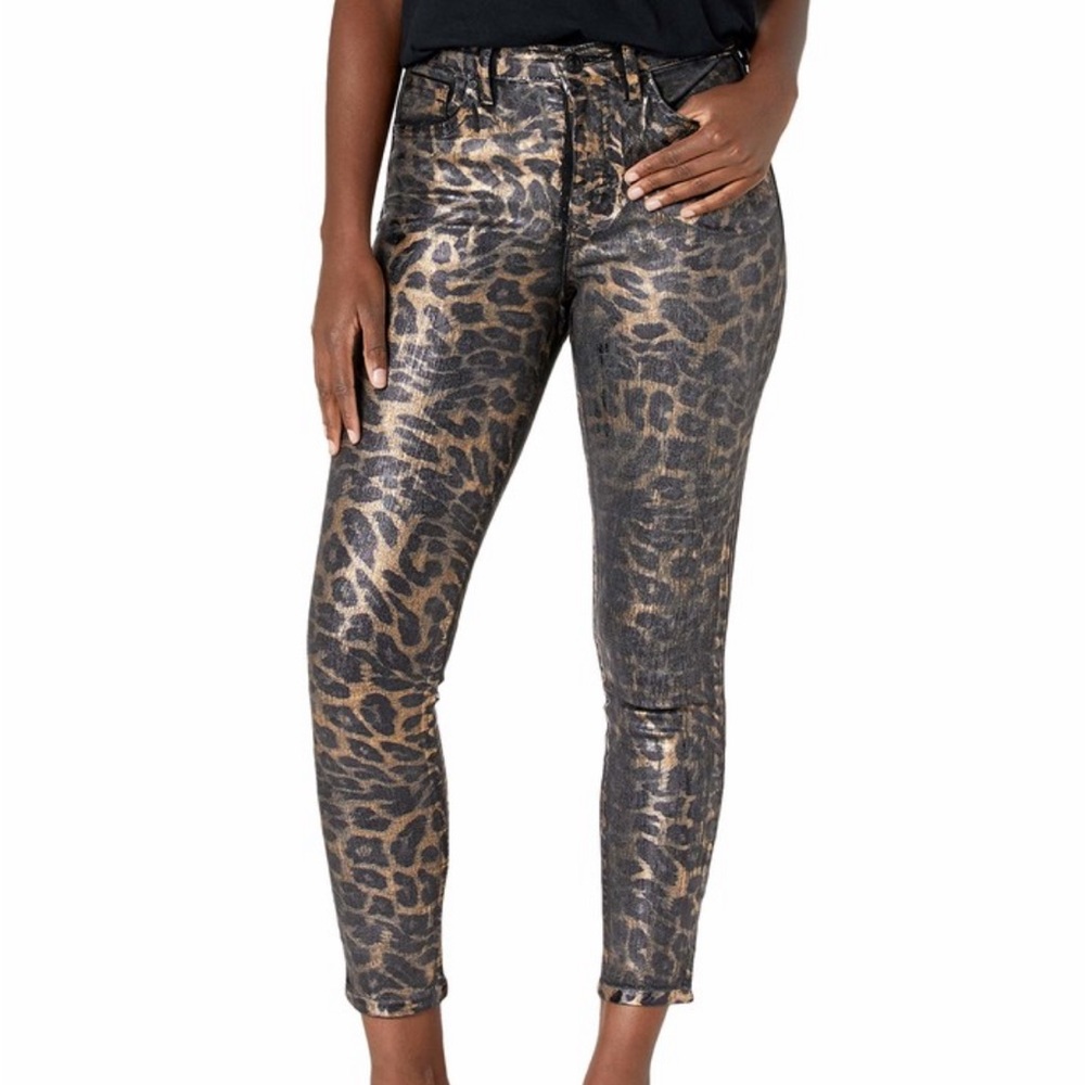 NWT vintage America metallic leopard skinny ankle jeans 27/4